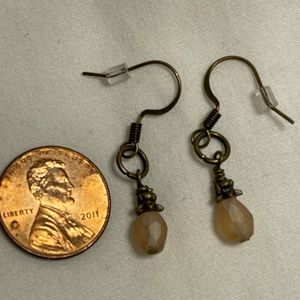 Cute dainty drop earrings Light brown French hook